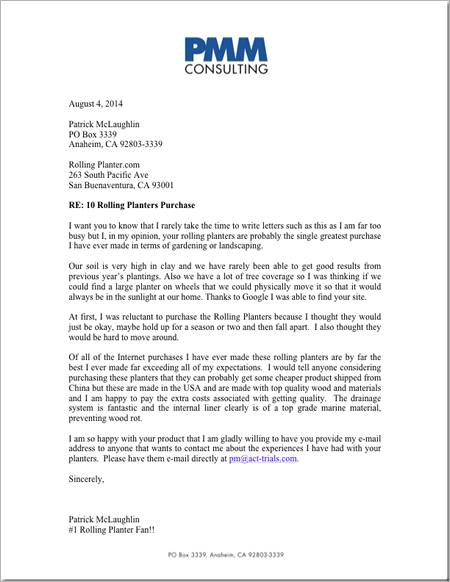 Testimonial Letter